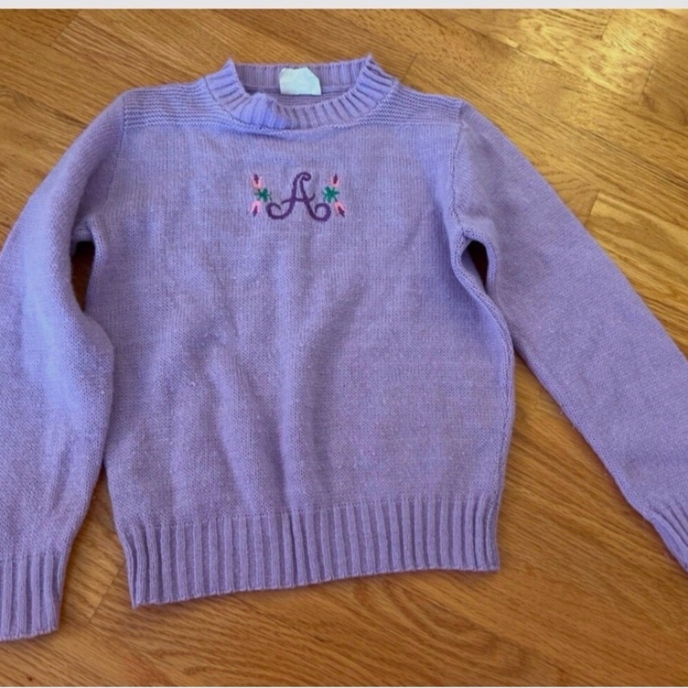 Vintage Jayco Purple Sweater with Embroidered Initial A girls 6